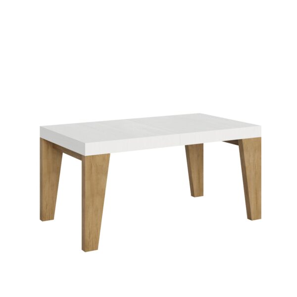 Tavolo allungabile 90x160/420 cm Naxy Mix piano Bianco Frassino - gambe Noce