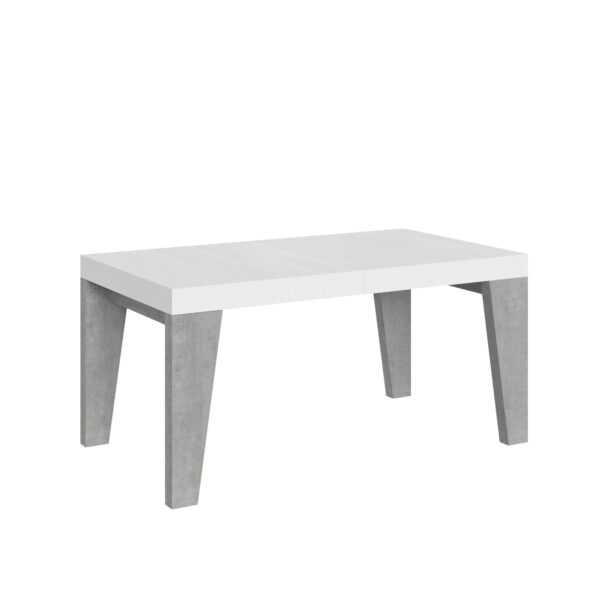 Tavolo allungabile 90x160/420 cm Naxy Mix piano Bianco Frassino - gambe Noce