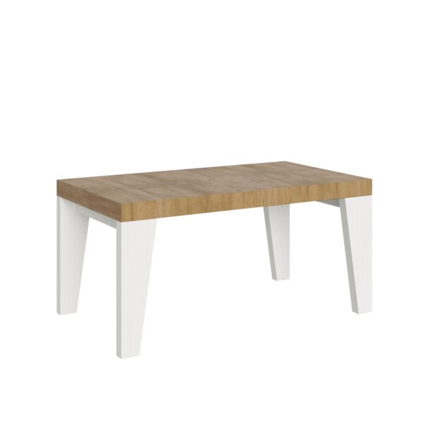 Tavolo allungabile 90x160/420 cm Naxy Mix piano Bianco Frassino - gambe Noce