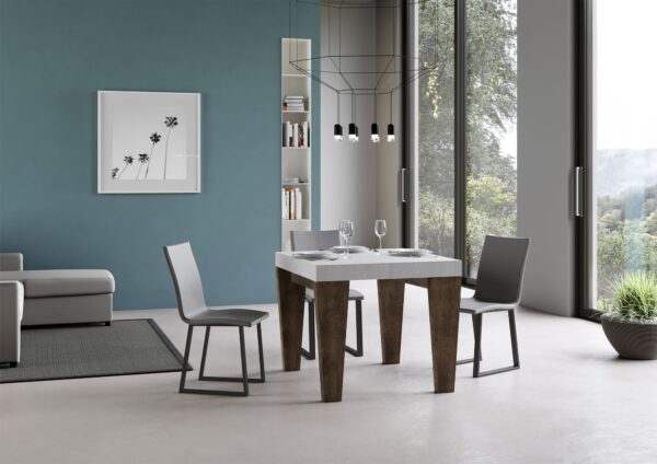 Tavolo allungabile 90x90/246 cm Spimbo Mix piano Bianco Frassino - gambe Noce
