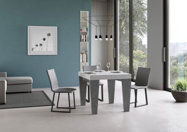 Tavolo allungabile 90x90/246 cm Spimbo Mix piano Bianco Frassino - gambe Noce