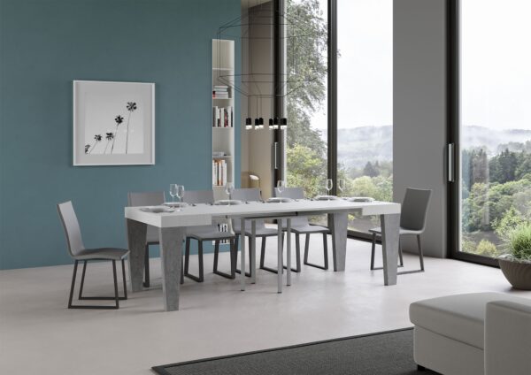 Tavolo allungabile 90x90/246 cm Spimbo Mix piano Bianco Frassino - gambe Noce