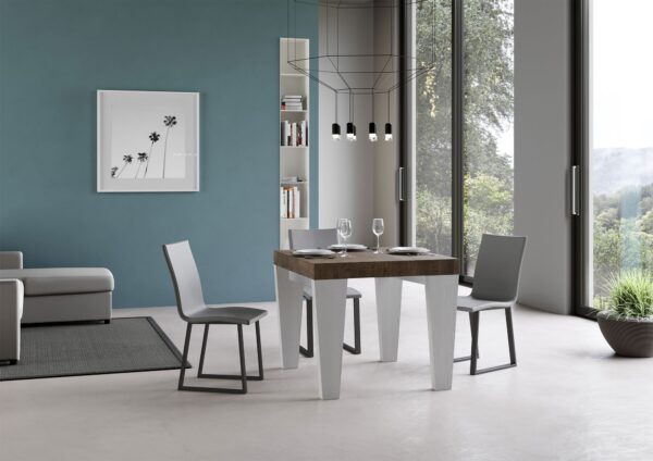 Tavolo allungabile 90x90/246 cm Spimbo Mix piano Bianco Frassino - gambe Noce