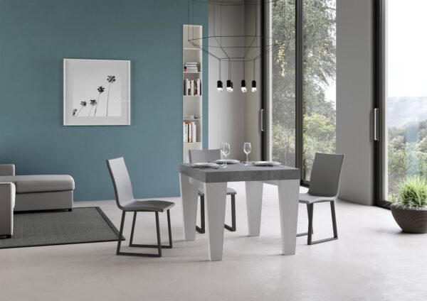 Tavolo allungabile 90x90/246 cm Spimbo Mix piano Bianco Frassino - gambe Noce
