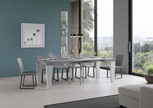 Tavolo allungabile 90x90/246 cm Spimbo Mix piano Bianco Frassino - gambe Noce
