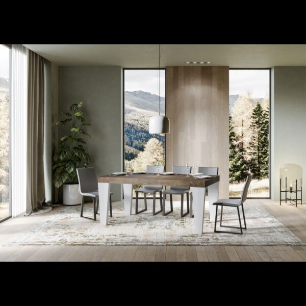 Tavolo allungabile 90x180/284 cm Spimbo Mix piano Bianco Frassino - gambe Noce