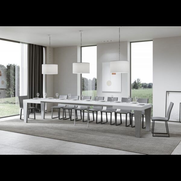 Tavolo allungabile 90x180/440 cm Spimbo Mix piano Bianco Frassino - gambe Noce