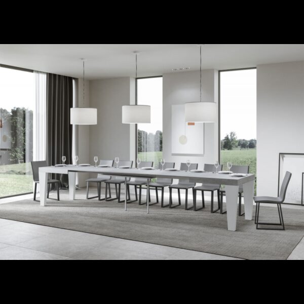 Tavolo allungabile 90x180/440 cm Spimbo Mix piano Bianco Frassino - gambe Noce