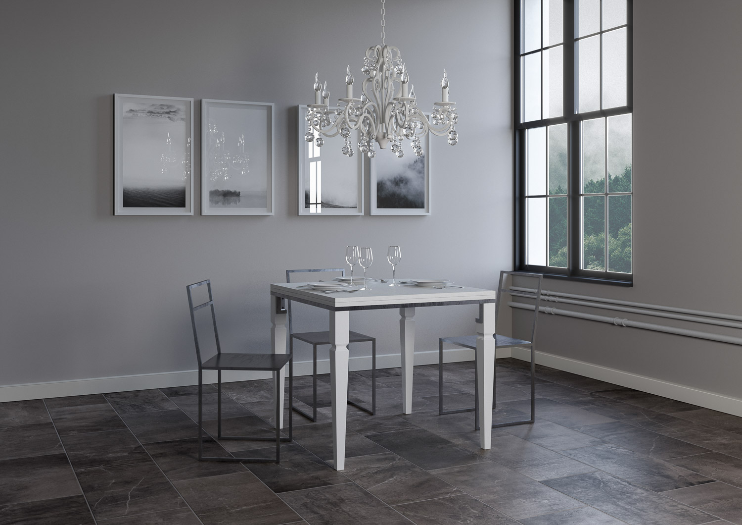 Tavolo apribile 90x90/180 cm Impero Libra telaio Grigio