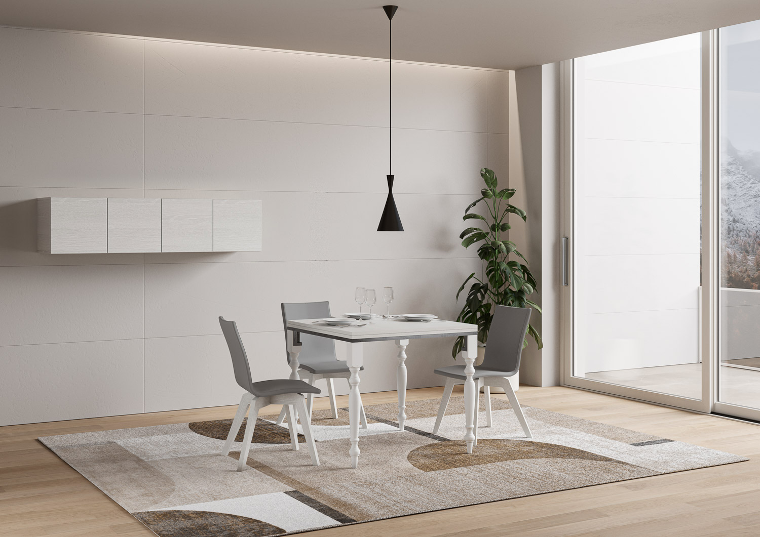 Tavolo apribile 90x90/180 cm Romagna Libra telaio Grigio