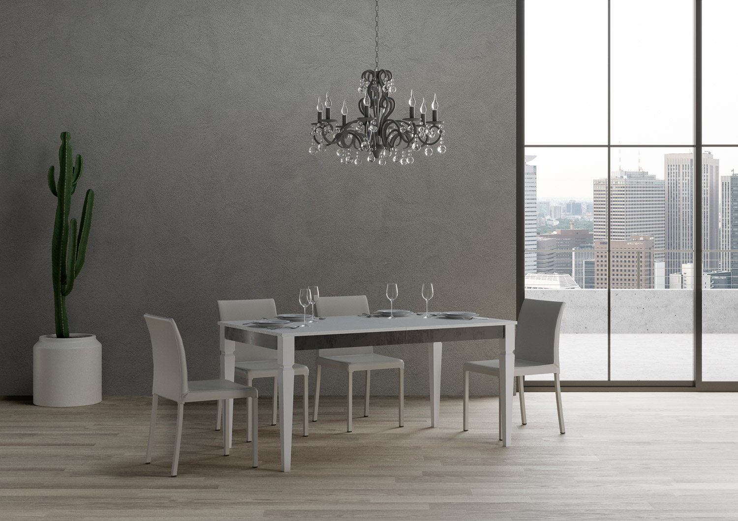 Tavolo allungabile 90x160/264 cm Impero Iron telaio Grigio