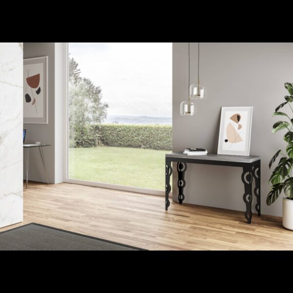 Tavolo apribile 120/200x45/90 cm Karamay Double telaio Antracite