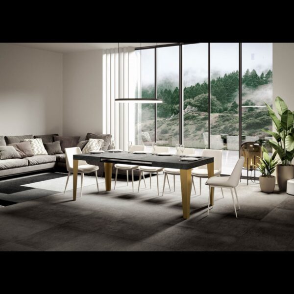 Tavolo allungabile 90x130/390 cm Flame telaio Oro