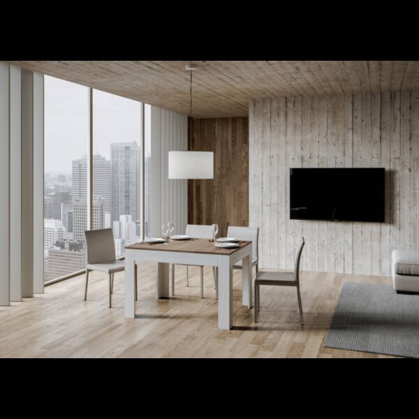 Tavolo allungabile 90x120/180 cm Bibi Mix piano Bianco Spatolato - base Antracite Spatolato