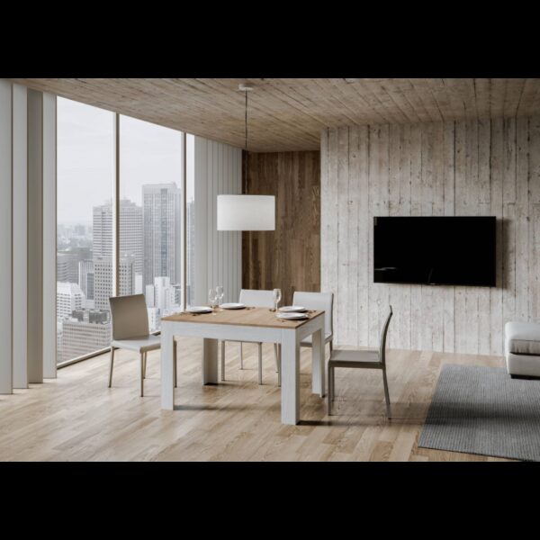 Tavolo allungabile 90x120/180 cm Bibi Mix piano Bianco Spatolato - base Antracite Spatolato