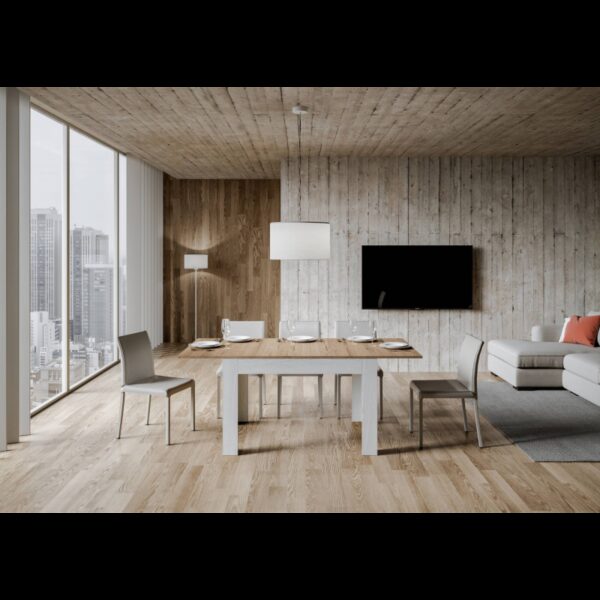 Tavolo allungabile 90x120/180 cm Bibi Mix piano Bianco Spatolato - base Antracite Spatolato