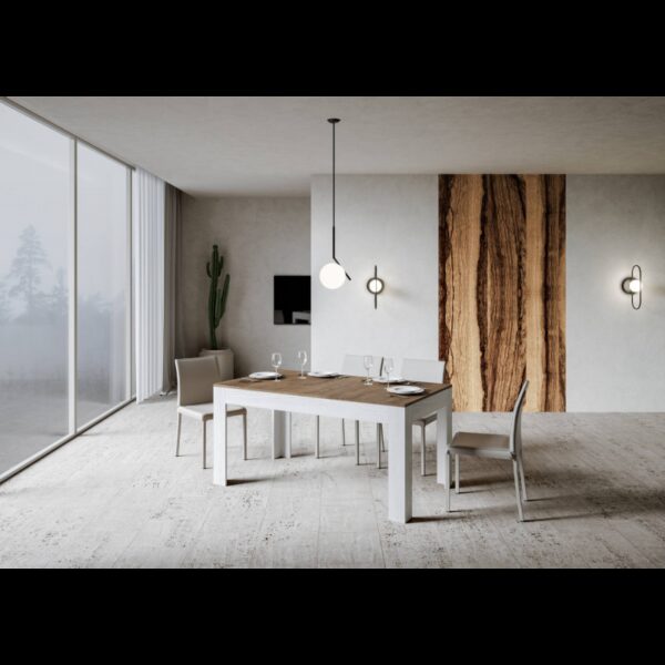 Tavolo allungabile 90x160/220 cm Bibi Mix piano Bianco Spatolato - base Antracite Spatolato