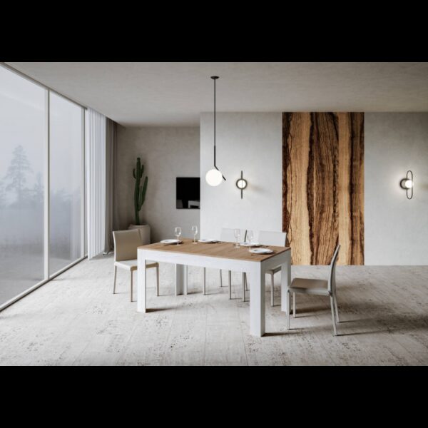 Tavolo allungabile 90x160/220 cm Bibi Mix piano Bianco Spatolato - base Antracite Spatolato