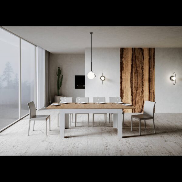 Tavolo allungabile 90x160/220 cm Bibi Mix piano Bianco Spatolato - base Antracite Spatolato