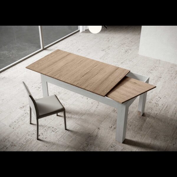 Tavolo allungabile 90x160/220 cm Bibi Mix piano Bianco Spatolato - base Antracite Spatolato