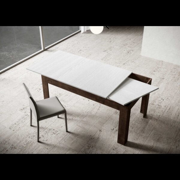 Tavolo allungabile 90x160/220 cm Bibi Mix piano Bianco Spatolato - base Antracite Spatolato