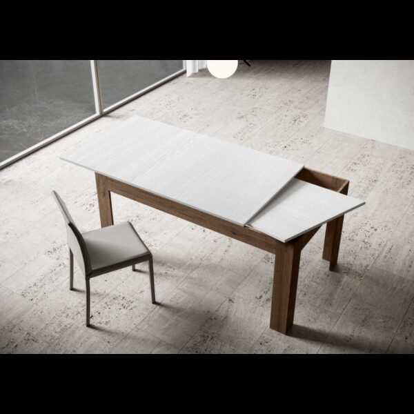 Tavolo allungabile 90x160/220 cm Bibi Mix piano Bianco Spatolato - base Antracite Spatolato