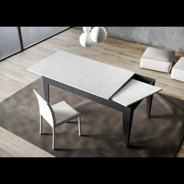 Tavolo allungabile 90x120/180 cm Cico Mix piano Bianco Spatolato - base Antracite Spatolato