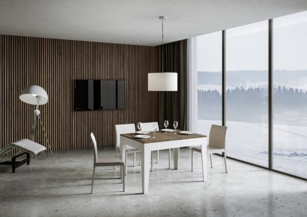 Tavolo allungabile 90x120/180 cm Cico Mix piano Bianco Spatolato - base Antracite Spatolato