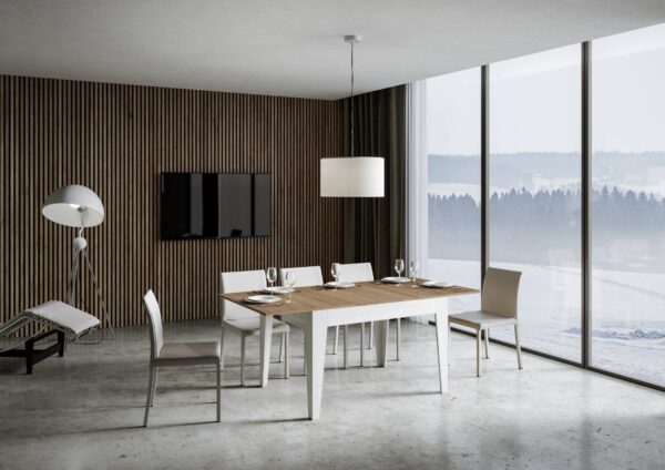 Tavolo allungabile 90x120/180 cm Cico Mix piano Bianco Spatolato - base Antracite Spatolato
