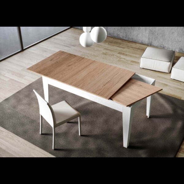 Tavolo allungabile 90x120/180 cm Cico Mix piano Bianco Spatolato - base Antracite Spatolato