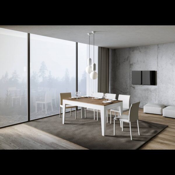 Tavolo allungabile 90x160/220 cm Cico Mix piano Bianco Spatolato - base Antracite Spatolato
