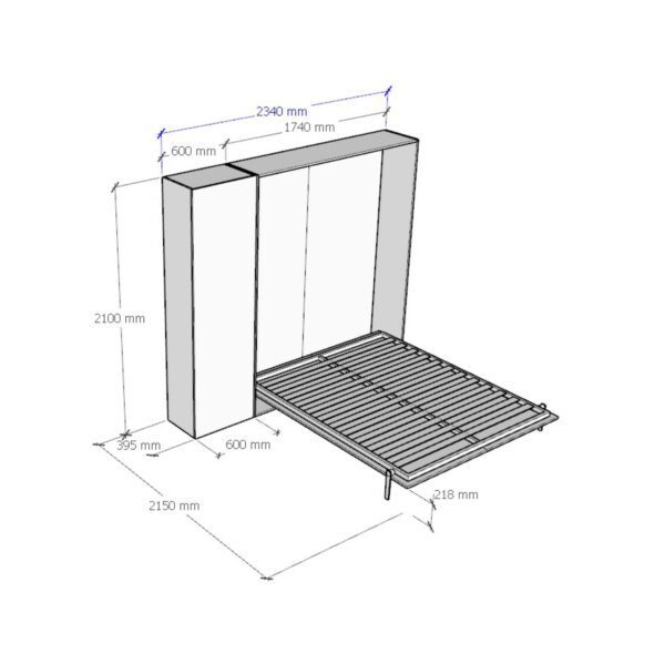 Letto a scomparsa 160 verticale Kentaro con colonna