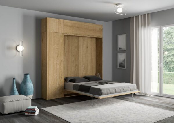 Letto a scomparsa 160 verticale Kentaro con colonna e pensili