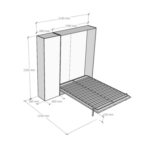 Letto a scomparsa 140 verticale Kentaro con colonna