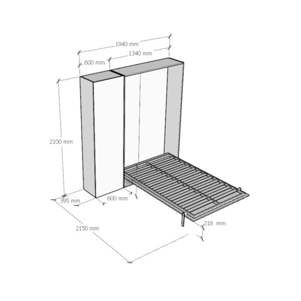Letto a scomparsa 120 verticale Kentaro con colonna