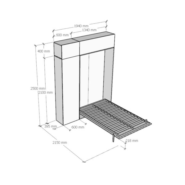 Letto a scomparsa 120 verticale Kentaro con colonna e pensili