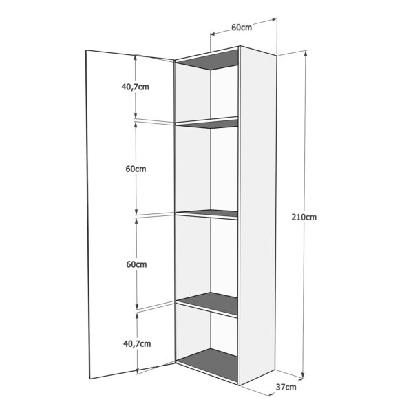 Letto a scomparsa 120 verticale Kentaro con colonna e pensili