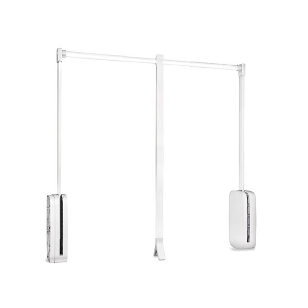 Appendiabiti per armadio Sling, 830 - 1150, Plastica bianca, Acciaio e Tecnoplastica.