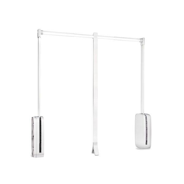 Appendiabiti per armadio Sling, 600 - 830, Plastica bianca, Acciaio e Tecnoplastica.