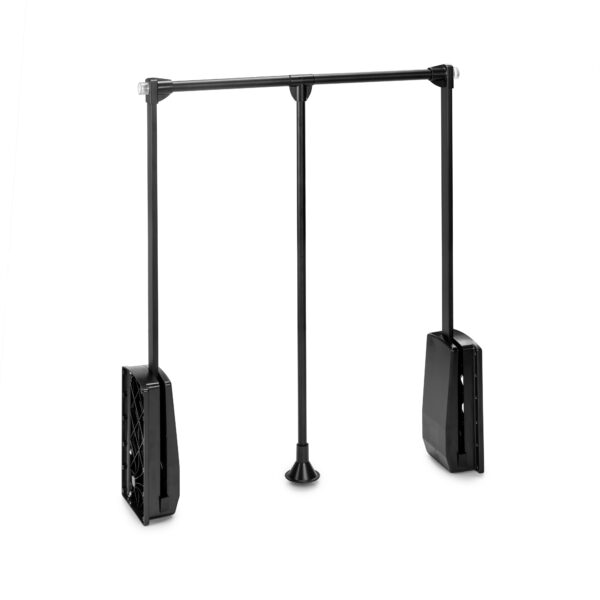 Appendiabiti per armadio Hang, 600 - 830, Verniciato nero, Acciaio e Tecnoplastica.