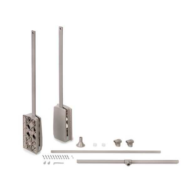 Appendiabiti per armadio Hang, 830 - 1150, Verniciato grigio pietra, Acciaio e Tecnoplastica.
