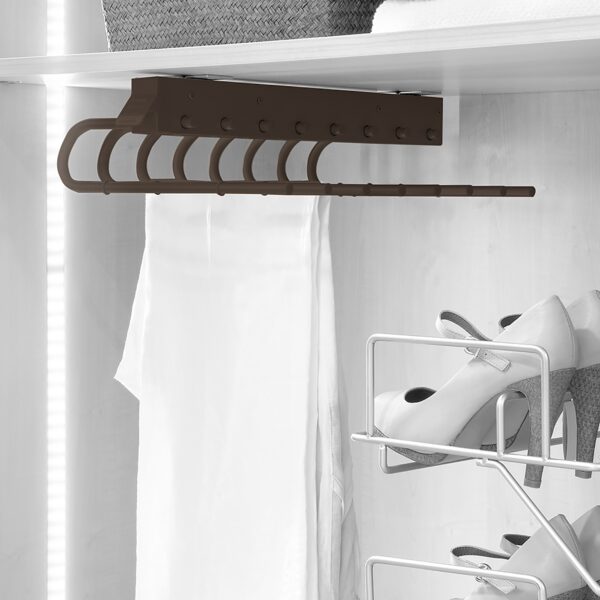 Porta pantaloni estraibile, Sinistra, Verniciato moka, Acciaio e Tecnoplastica.