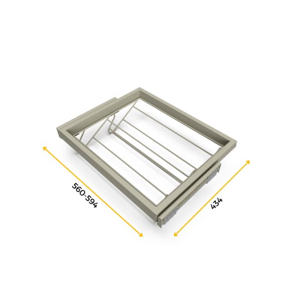 Kit cassetto portascarpe e telaio con guide a chiusura morbida per armadio, regolabile, modulo 600mm, Grigio pietra