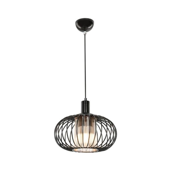Lampada a sospensione Terla MDL3674 con struttura in ferro e diffusore in vetro