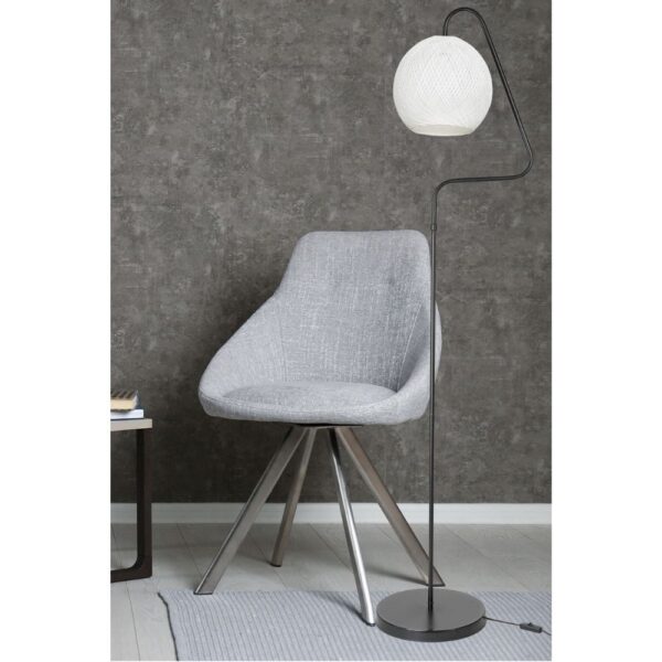 Lampada da terra a stelo Yumak MDL4256 grigio e paralume tessuto bianco