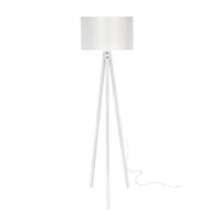 Lampada da terra Rodi ASZ1233 treppiede legno e paralume tessuto bianco