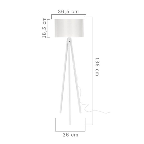 Lampada da terra Rodi ASZ1233 treppiede legno e paralume tessuto bianco