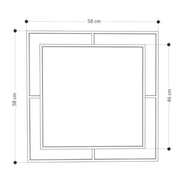 Specchio quadrato Corner con doppia cornice in metallo nero