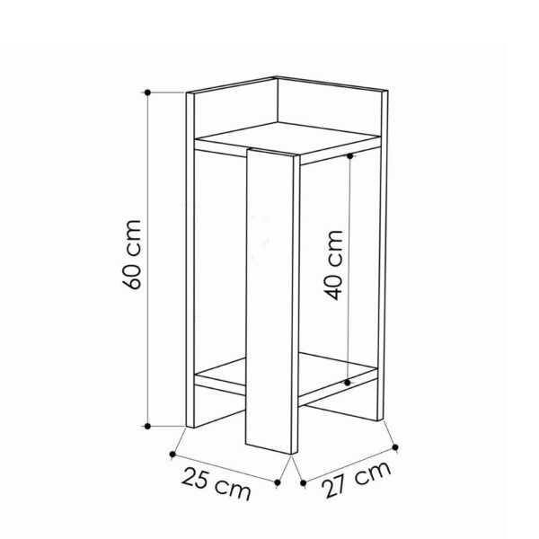 Tavolino comodino di design Elos bianco 25x25x60h sinistro