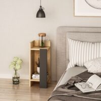 Tavolino comodino di design Elos rovere oak pannello antracite 25x25x60h sinistro